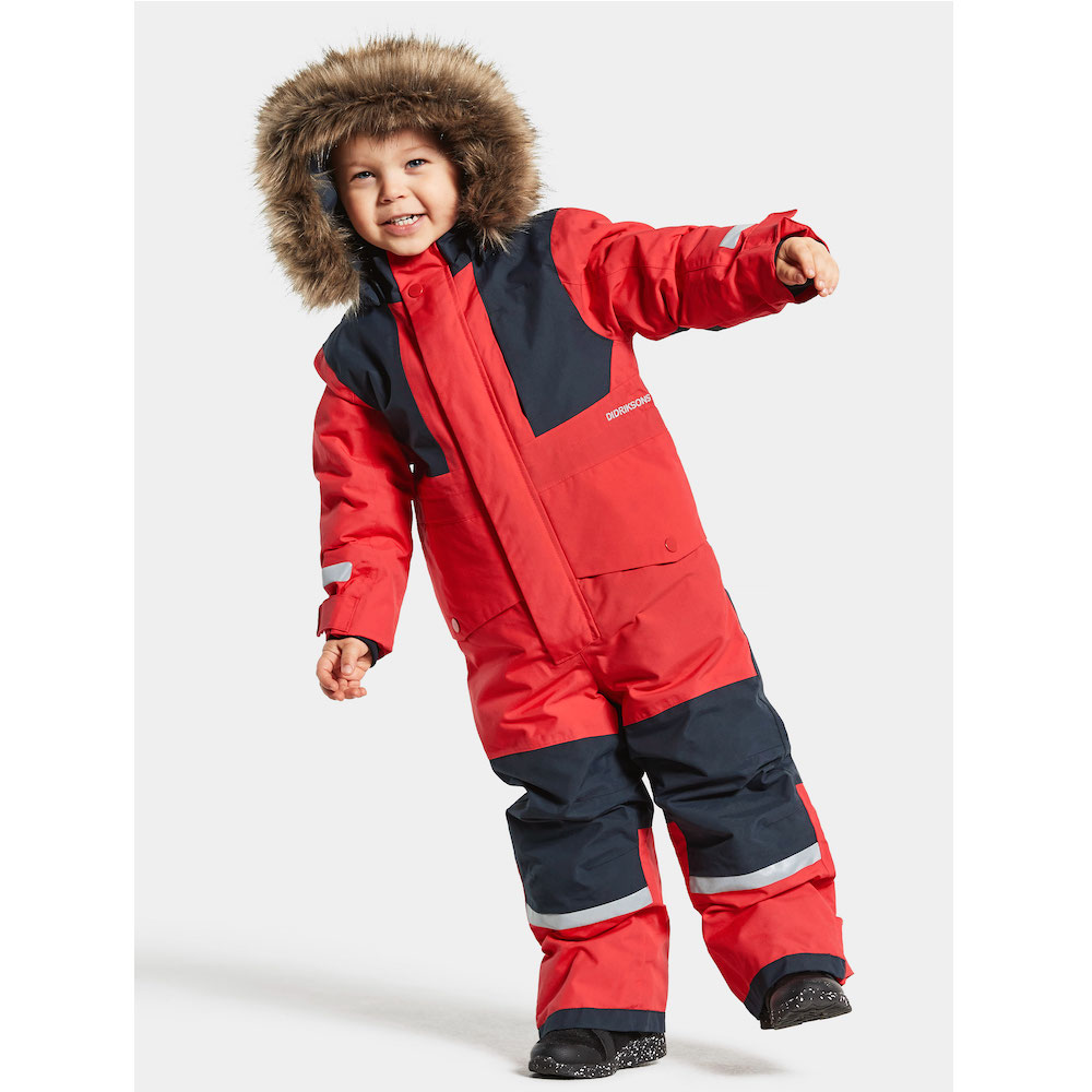 Didriksons Ski Overall Overalls Maneten Kid's Coverall Red Windproof Waterproof 