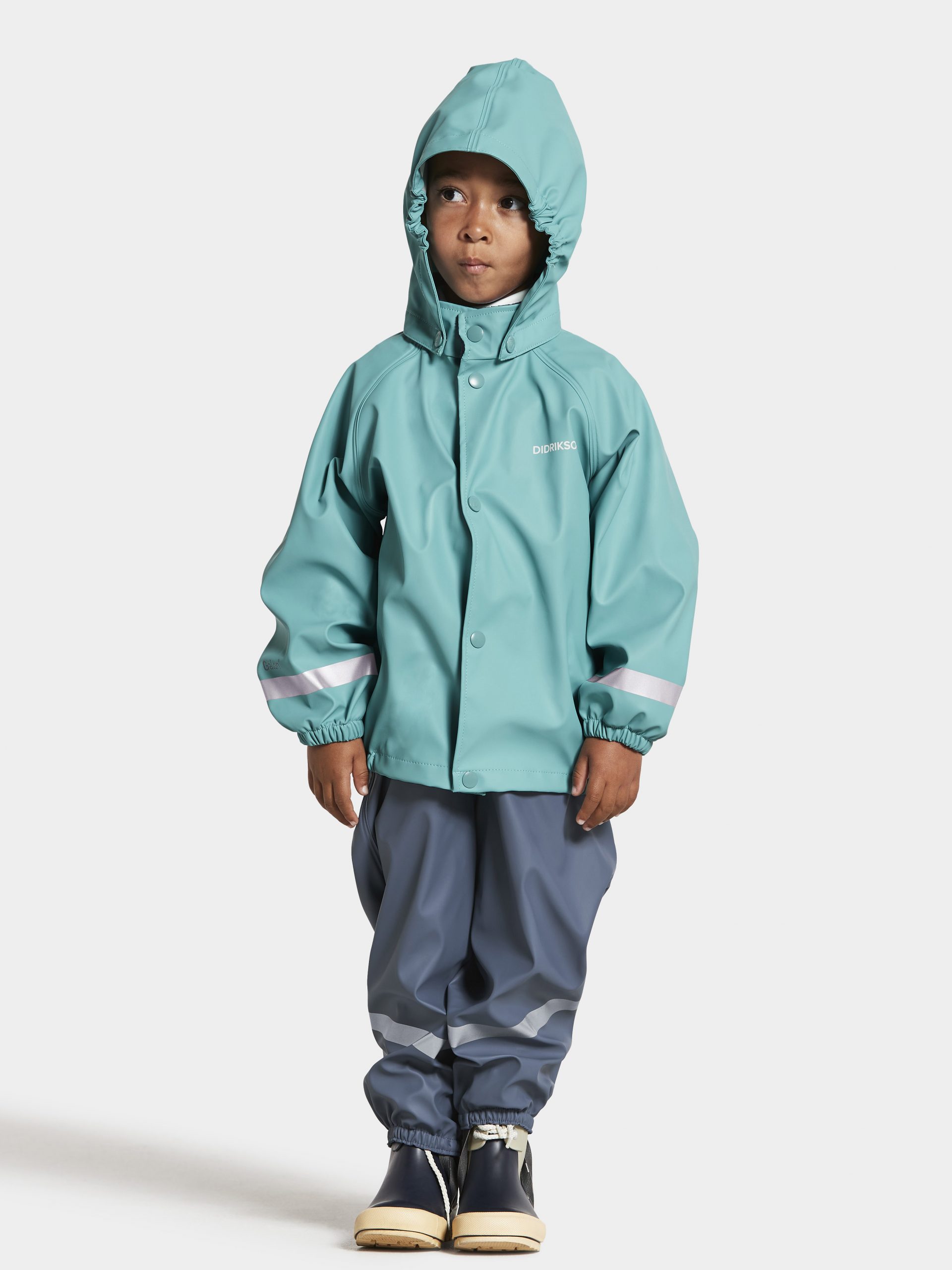 Didriksons Slaskeman Kid's Rain Jacket + Bib Set (Aqua) | MK Nordika USA